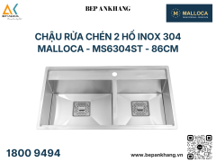 Chậu rửa chén 2 hố Inox 304 Malloca - MS6304ST - 86cm